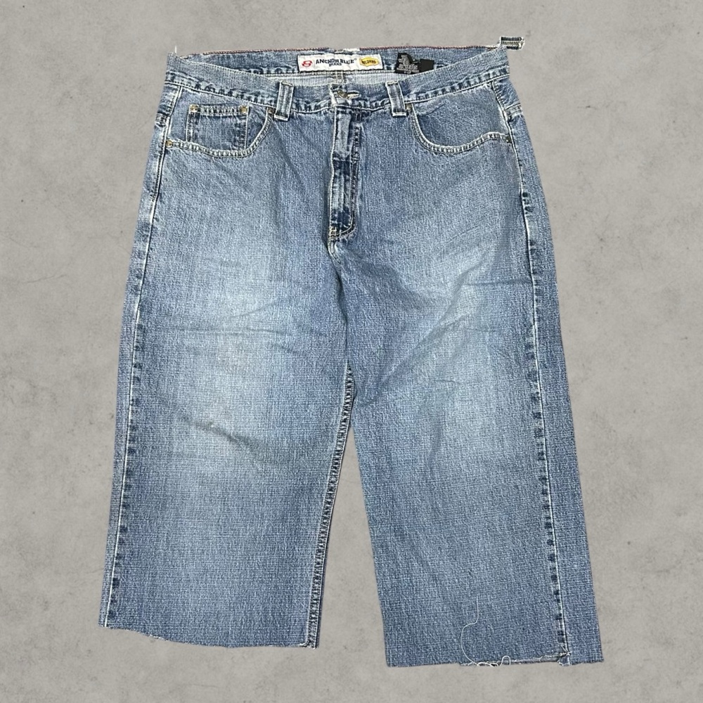 Anchor Blue Jorts Men 38 Blue Y2K Baggy Wide-Leg Skater Grunge Hip Hop 2000s Emo